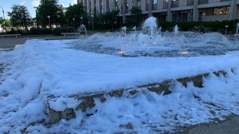 A soap-prise was left in a downtown Minneapolis fountain