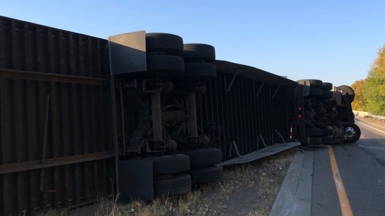 Ramp from Hwy. 100 to I-494 closed after semi rollover