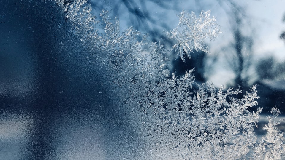 frozen window cold winter