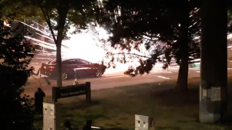 Reader-submitted video taken of people throwing fireworks at people and cars on July 4, 2022.
