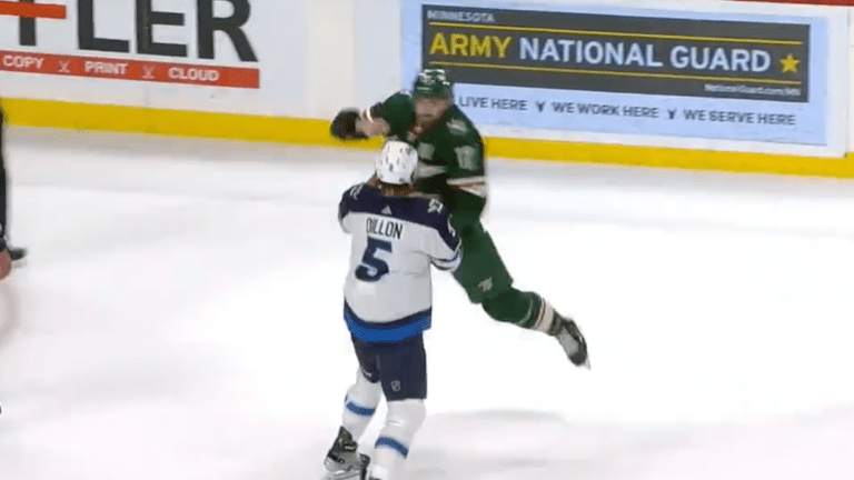Watch: Marcus Foligno starts fight with a superman punch