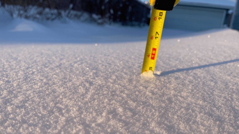 How much snow fell in the Twin Cities, Minnesota on Friday