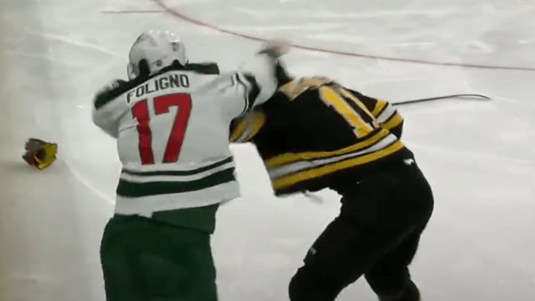 Watch: Foligno fights Bruins’ Frederic after dirty hit injures Kaprizov