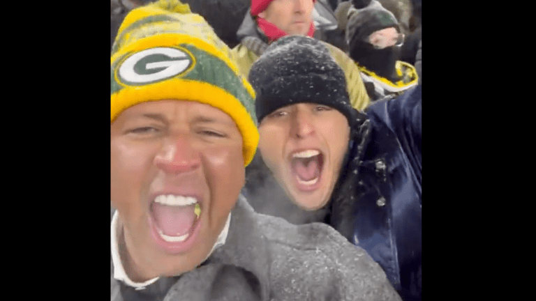 Packers Fan Wearing Full Animal Pelt as Hat in the Snow (Photo)