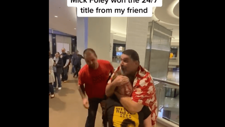 Watch: Wrestling legend Mick Foley puts sleeper on fan at Mall of America, 'wins' his title