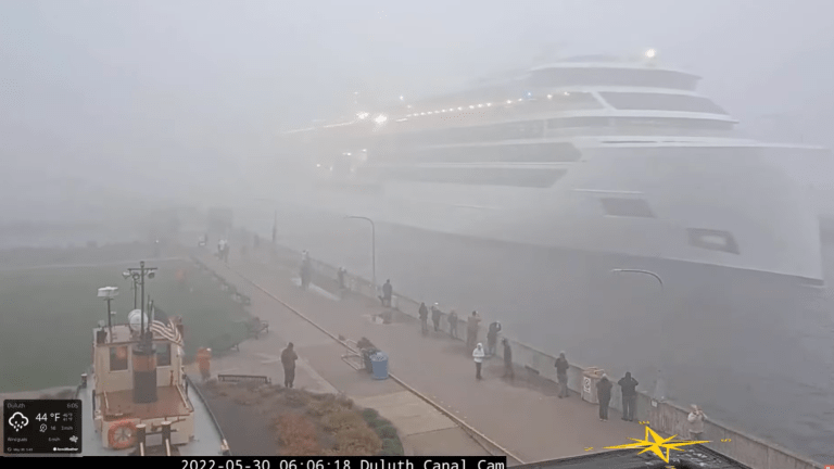 Watch: First cruise ship in 10 years arrives in foggy Duluth