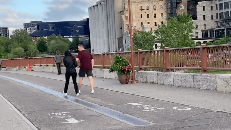 Watch: Someone in plant disguise is jumping out at people on Stone Arch Bridge