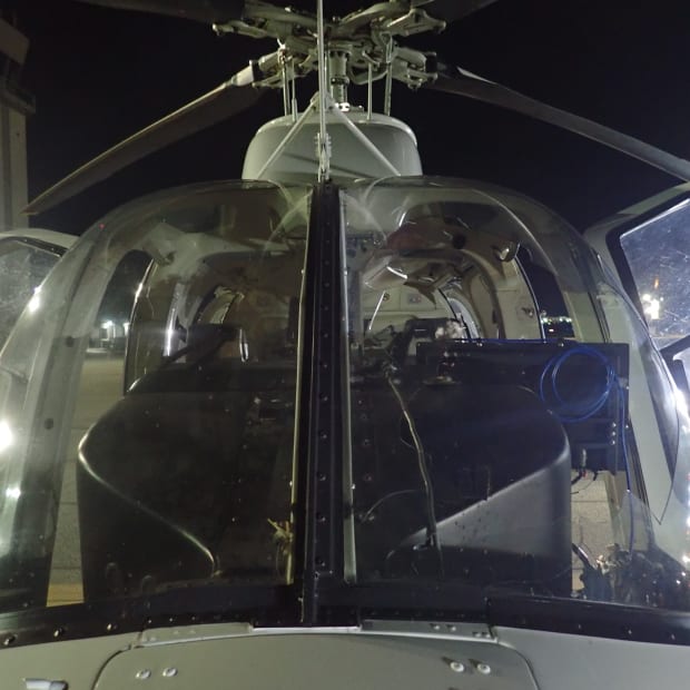 Minnesota State Patrol helicopter windshield broken after duck flies through it.