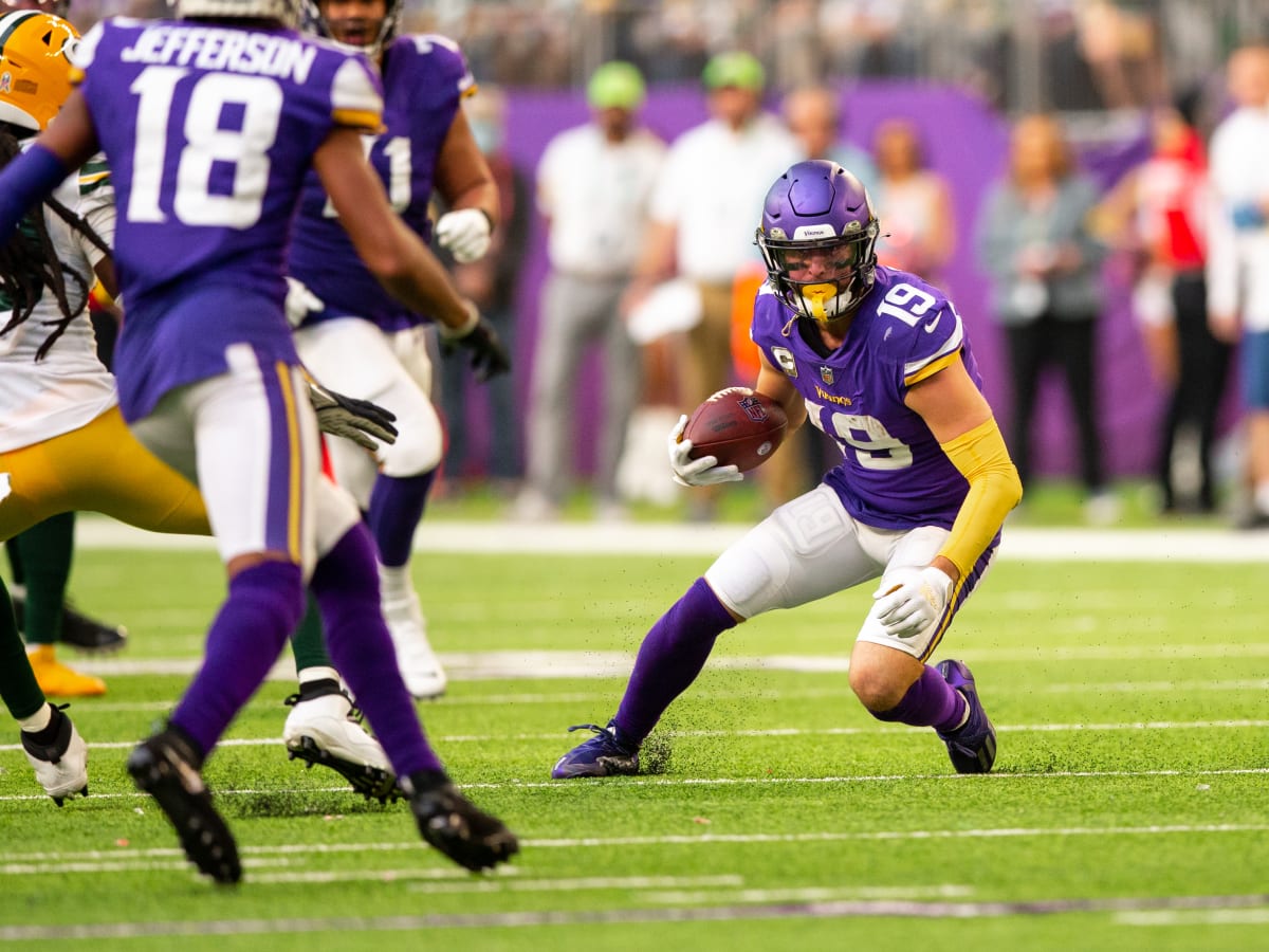 Minnesota Vikings wide receiver Adam Thielen looks on in action