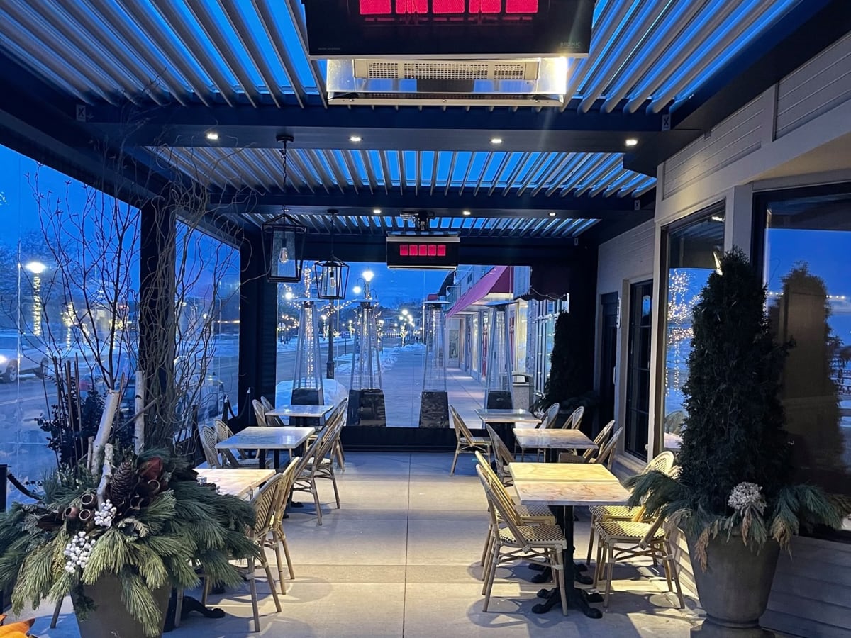 Heated outdoor seating restaurant on sale