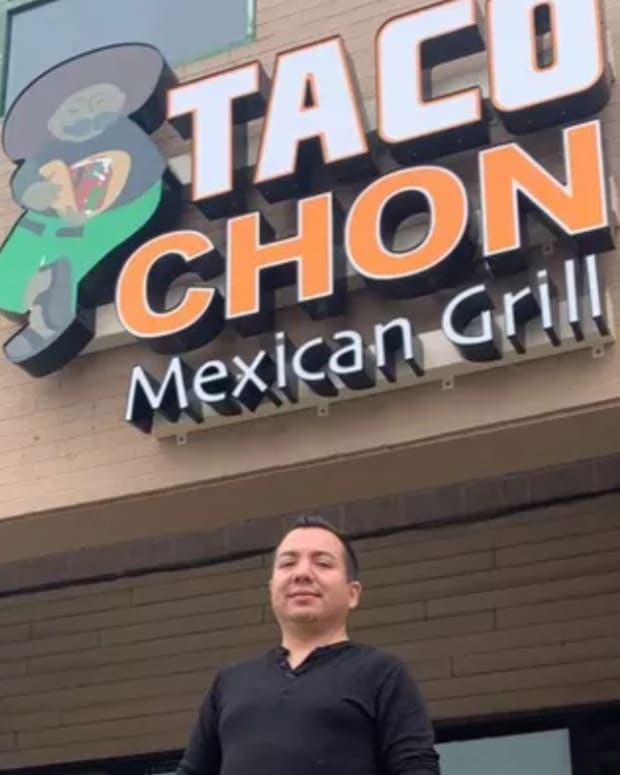 Juan Ramos, standing outside of his Taco Chon Mexican Grill, in St. Cloud, Minnesota.