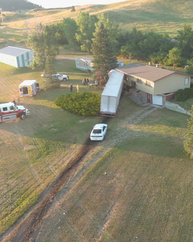 Semi into house near Sturgis, South Dakota