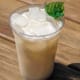 A coconut lychee colada made with a blend of coconut milk, lychee syrup, lime and mint, served over ice. (Vegan)At Union Hmong Kitchen, located at the International Bazaar, south wall, west corner.