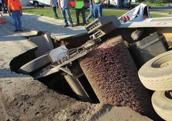 Pictures Street Sweeper Falls Into Sinkhole In Ortonville Bring Me The News