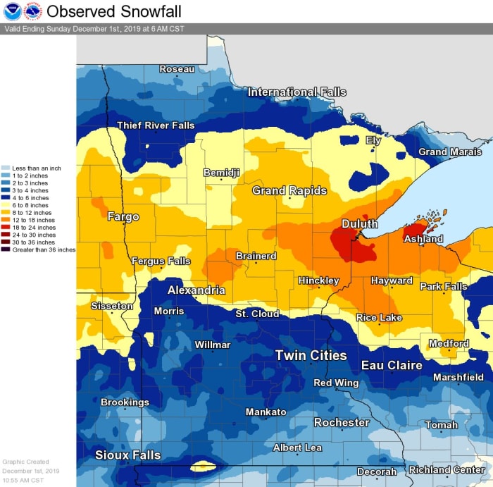 Snowfall leaderboard Minnesota slammed by powerful storm, Duluth hammered with 21+ inches