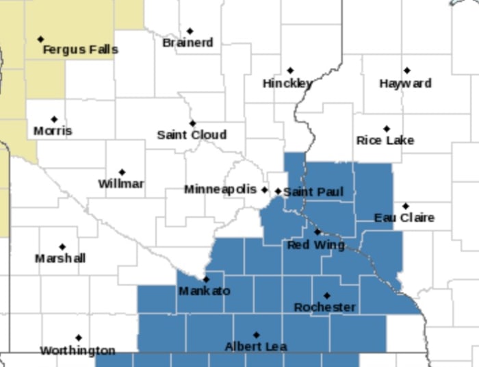 There are areas that are shaded in blue in the form of a winter storm on Tuesday, Wednesday.