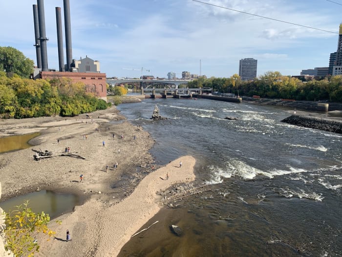 The drawdown of the Mississippi River exposed more of the riverbed and pieces of history, including the foundation of a dam built in the 1870s and a former wagon bridge.