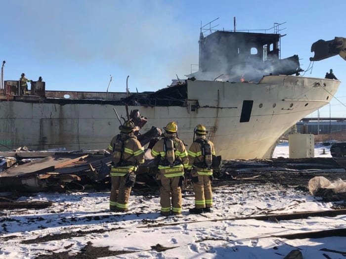 Duluth Fire Crews Battle Blaze On 118-year-old Lake Freighter - Bring ...