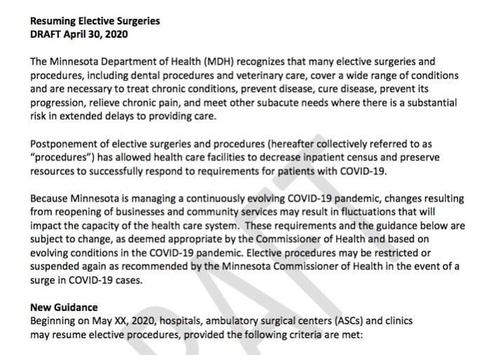 Coronavirus: Is the suspension of elective procedures in Minnesota set ...