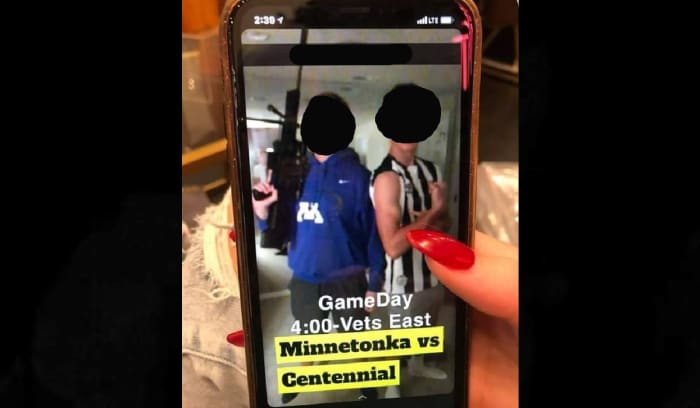 The Snapchat image, which has been edited to hide the identity of the students involved. 