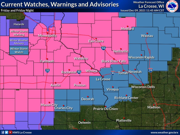 Twin Cities In Winter Storm Warning As Snowstorm Will Slam Minnesota ...