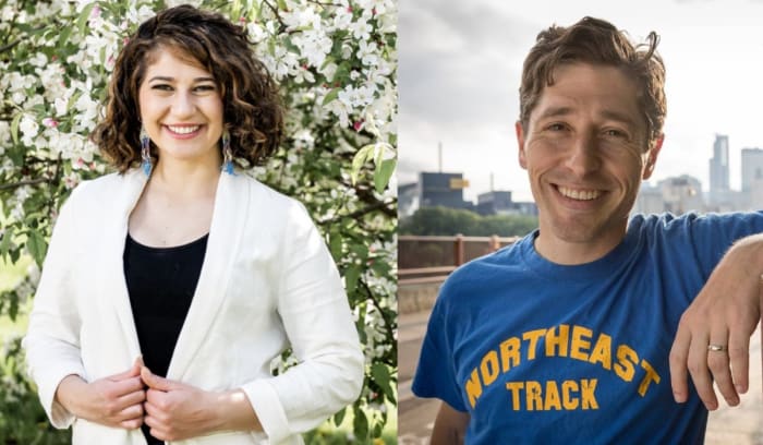 Sheila Nezhad, left, and Jacob Frey finished first and second, respectively, in the DFL's endorsement process.