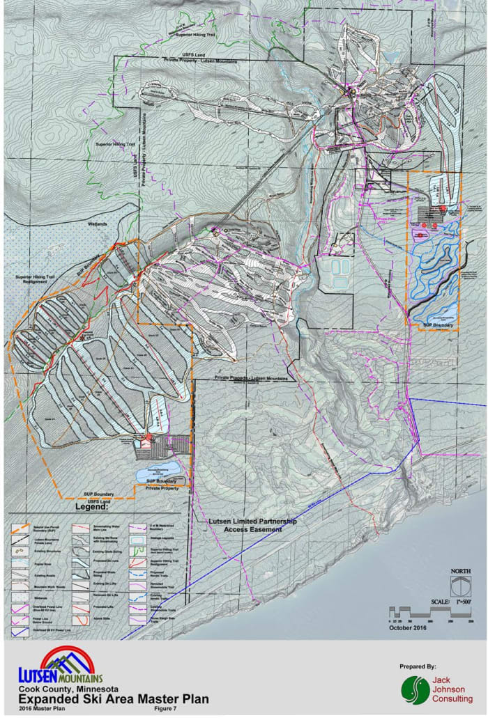 The areas outlined in orange highlight the special use permit boundary and where Lutsen Mountains hopes to expand.