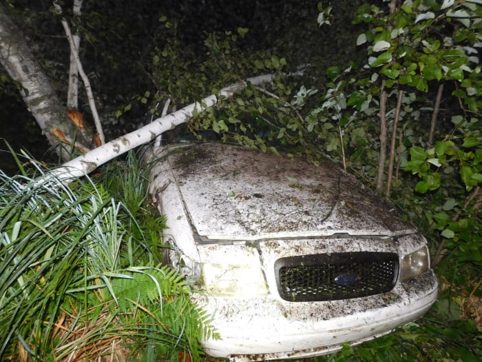 A single-car crash in the area of Highway 47 and County Road 5 near Cambridge, Minn. left three injured on Tuesday. Courtesy of the Isanti County Sheriff's Office.