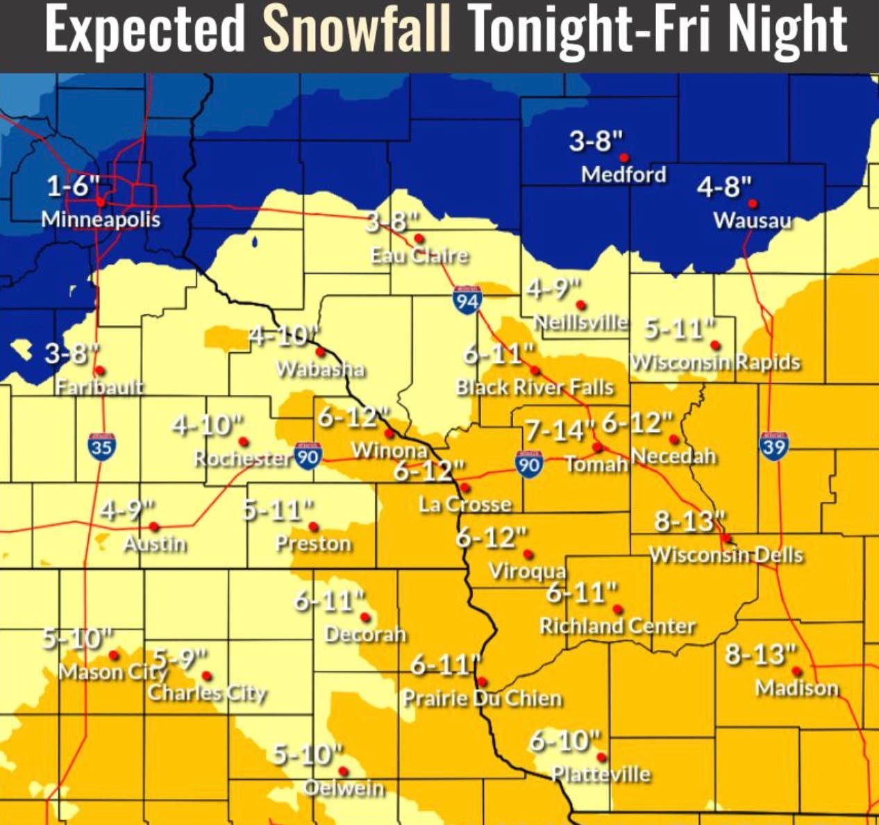 Twin Cities in winter storm watch; 3-5 inches of snow possible from ...
