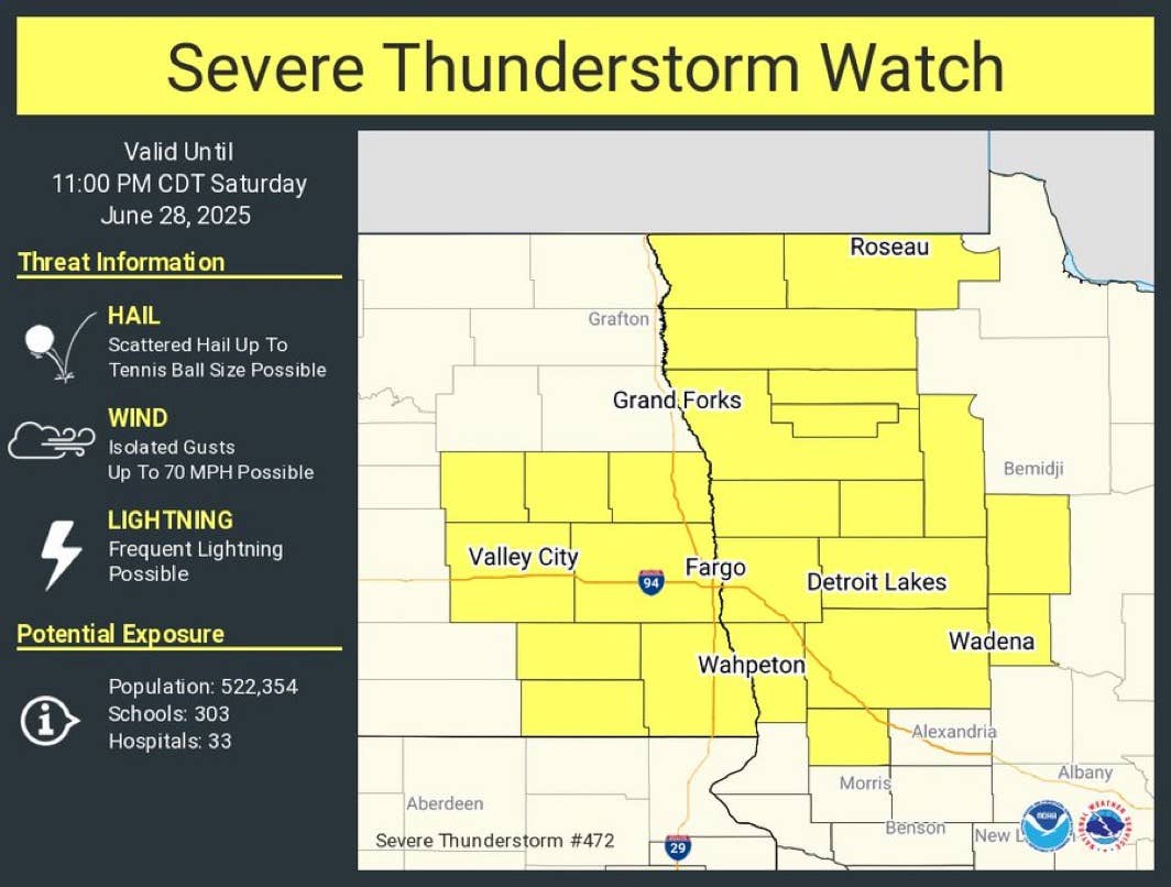 Tornado watch: Twisters, large hail, 80 mph winds possible in Minnesota ...