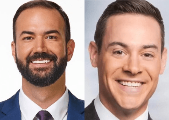 KARE 11's Jason Disharoon (left) and former WCCO meteorologist Matt Brickman (right).