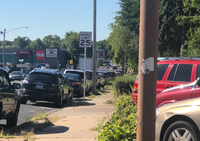 Looking south down east side of the 100 block of 59th St. in southwest Minneapolis.