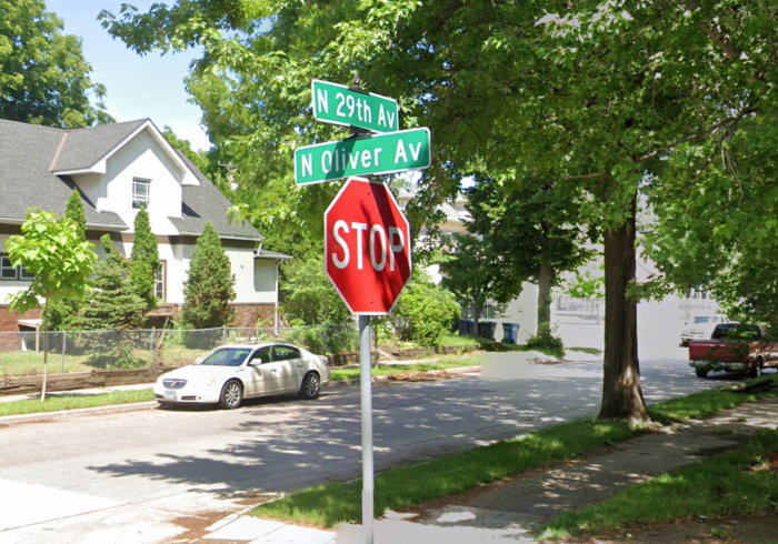 The intersection of N. Oliver Ave. and N. 29th Ave. near the scene of the shooting Monday.