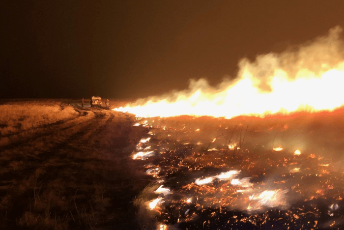 A shot of the wildfire as it burned Monday night into Tuesday morning.