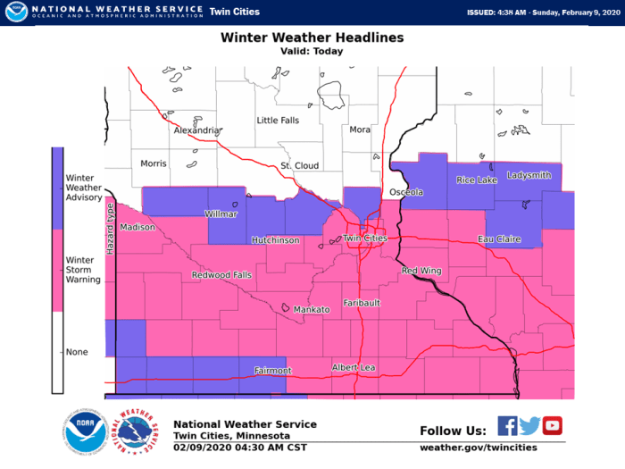 Sunday AM update New snow totals forecast by the National Weather