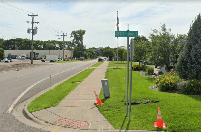 The intersection of 5th St.. S. and 16th Ave. S. in Hopkins, the area where the crash happened.