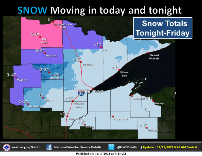 Here are the latest snow projections for Minnesota's first winter storm