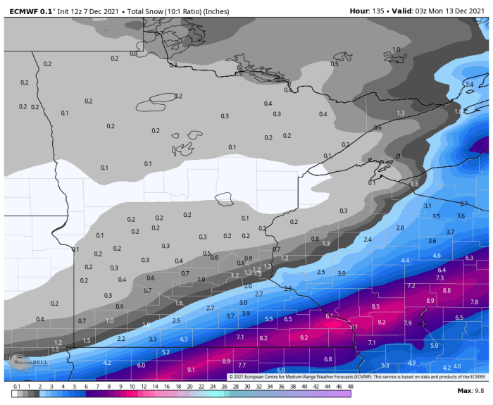 Surprising snow totals in Minnesota Tuesday; latest track for Friday