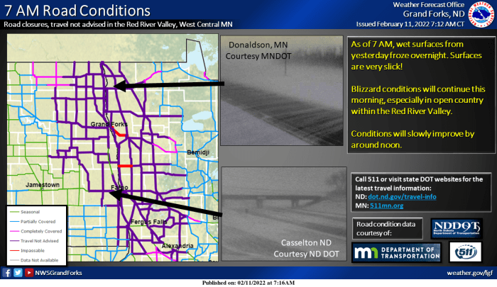 Highway closures stretch into the afternoon as NW Minnesota cleans up ...