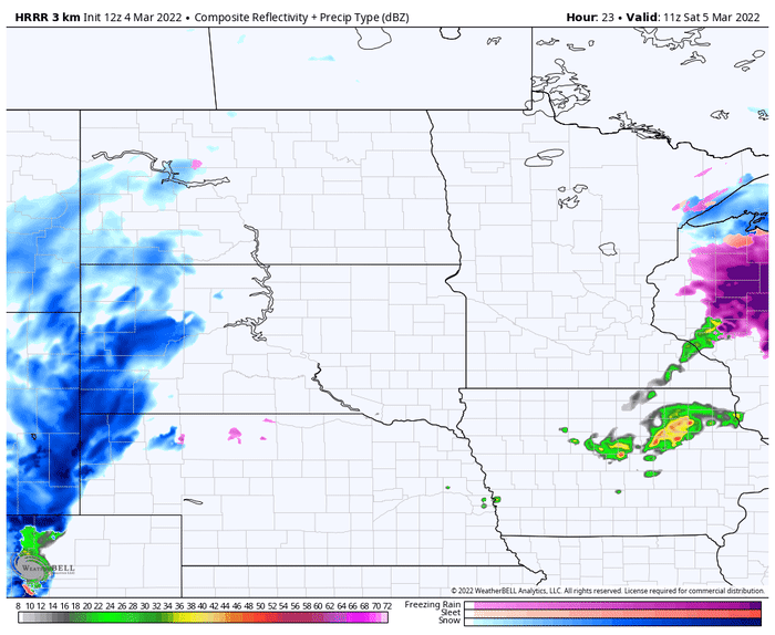 Areas with the purple and pink colors are in the zone of uncertainty, but a bit of everything could fall from the sky.