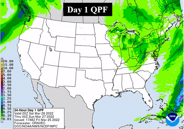 This GIF is an animation of daily rainfall over the next week.  You can see precipitation amounts increase Tuesday through Thursday in our region, with heavy rains and storms delivering even higher totals in the Deep South. 