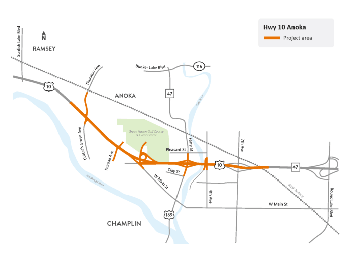 Highway 10 in Anoka reduced to 1 lane each way until late November ...