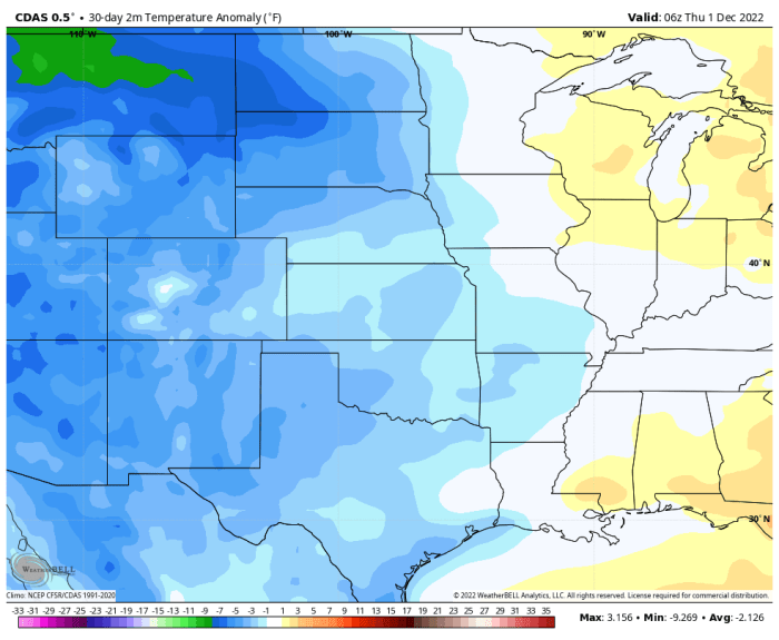 Temperature anomalies in November