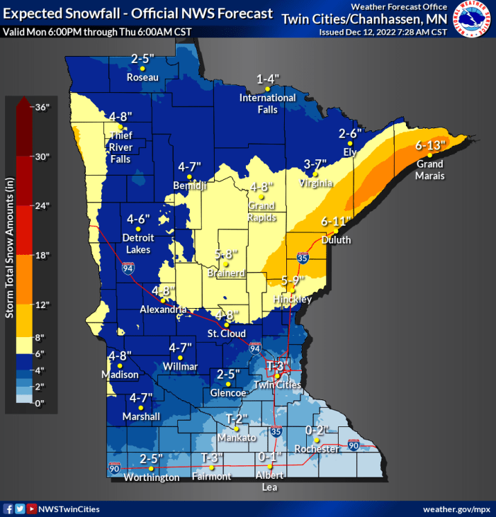 On the eve of the storm, here's how much snow is possible Minnesota ...