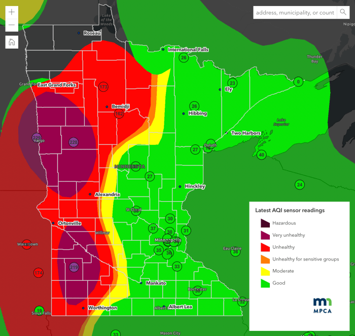 Some of the worst air quality on the is in Minnesota Thursday
