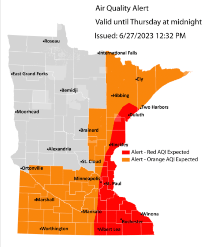 Severe threat shifts east; awful air quality in Twin Cities Wednesday