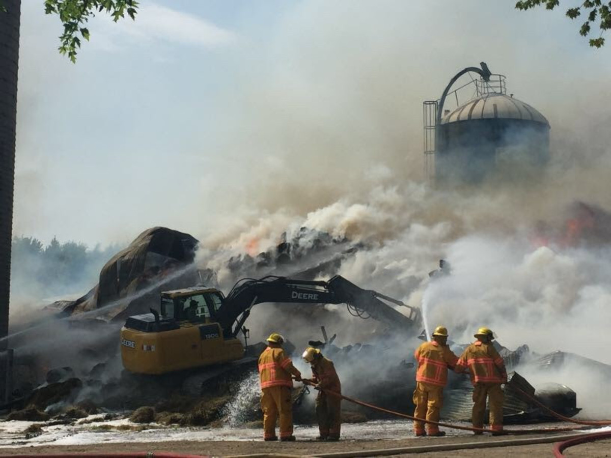Fire destroys barn in central Minnesota, owner loses 5,000 bales of hay