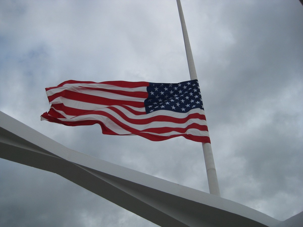 American flag at half-staff/half mast.