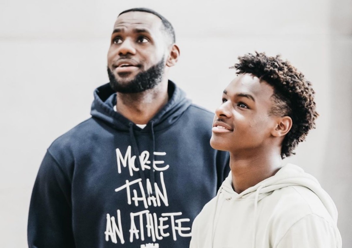 LeBron James with his son, LeBron James Jr. 