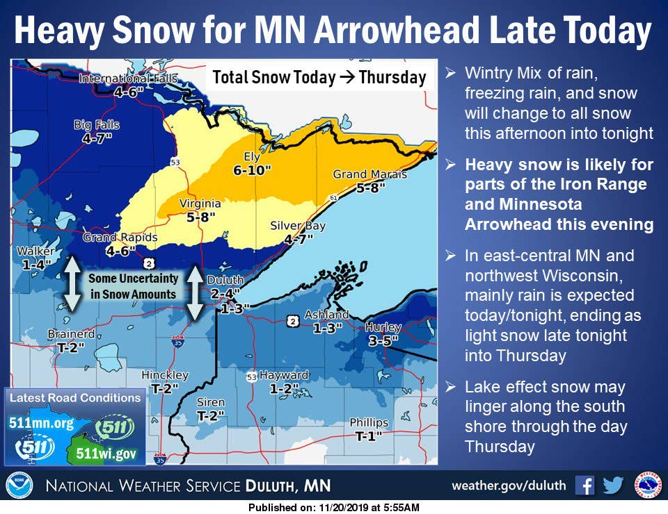 Cold rain for the metro, winter storm warning in the Minnesota ...